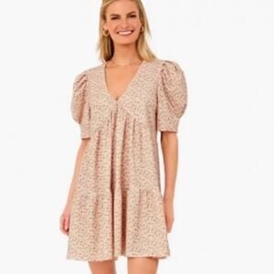 Tuckernuck Hyacinth House Womens XS Ditsy Floral Puff Sleeve Tiered Mini Dress